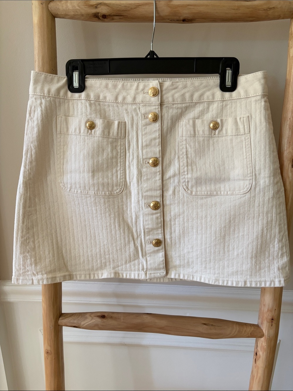 J.Crew Tan Mini- Skirt with Gold Button Accents